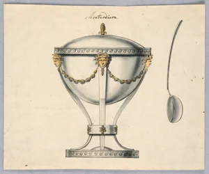 Zeichnung, Entwurf für einen Senftopf